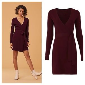 DVF / Knit Short Cabernet Wrap Dress s